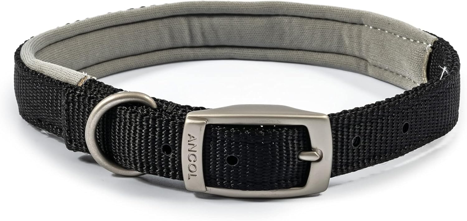 Ancol Viva Padded Dog Collar Black 35-43cm Size 4