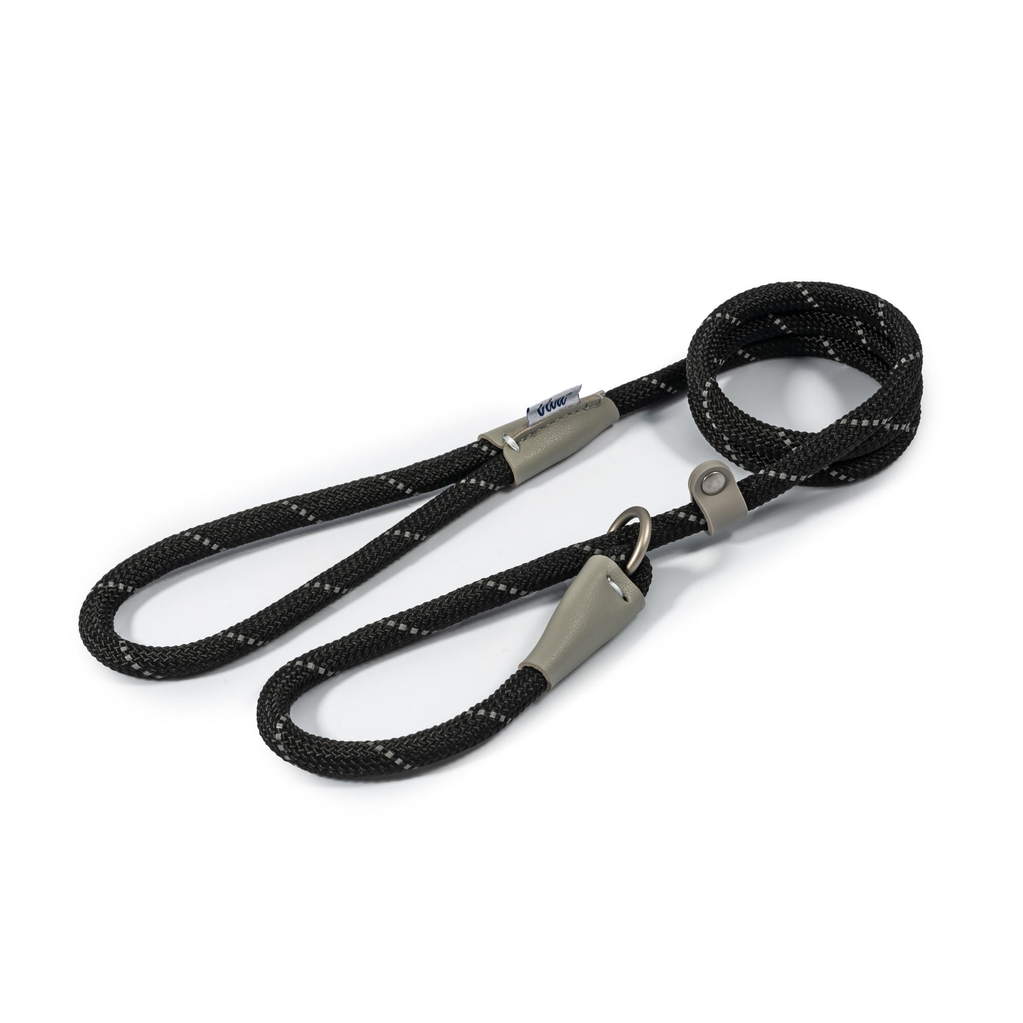 Ancol Viva Reflective Rope Slip Lead Black 120cm x 1.2cm