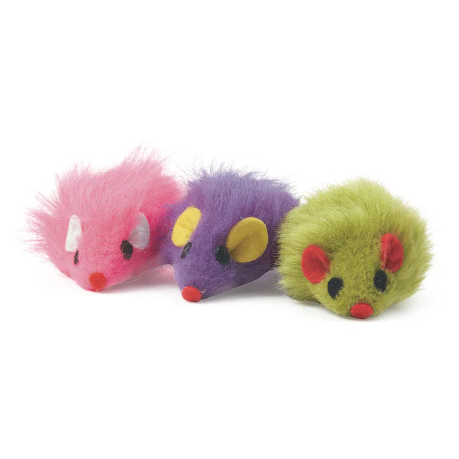 Ancol Furry Mice Cat Toy Plush Interactive Cat Toy