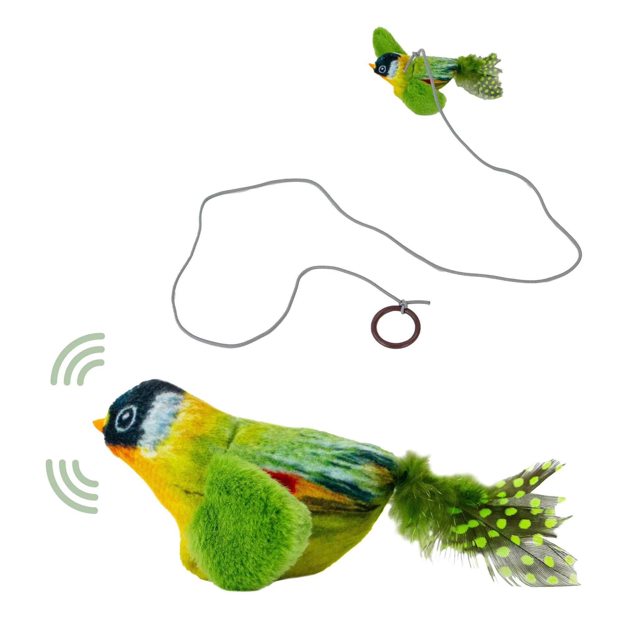 Ancol Chirping Greenfinch Cat Toy – Interactive Bird Toy with Detachable String
