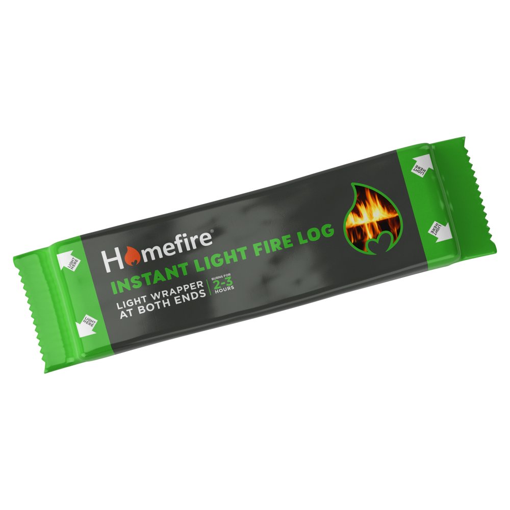 Homefire Instant Light Fire Logs – Smokeless, 2-3 Hour Burn, Pack of 10