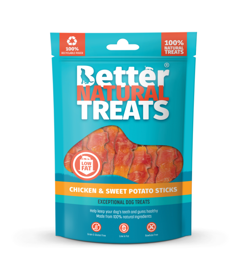 Better Natural Treats Chicken & Sweet Potato Sticks – 90g Grain-Free Dog Treats