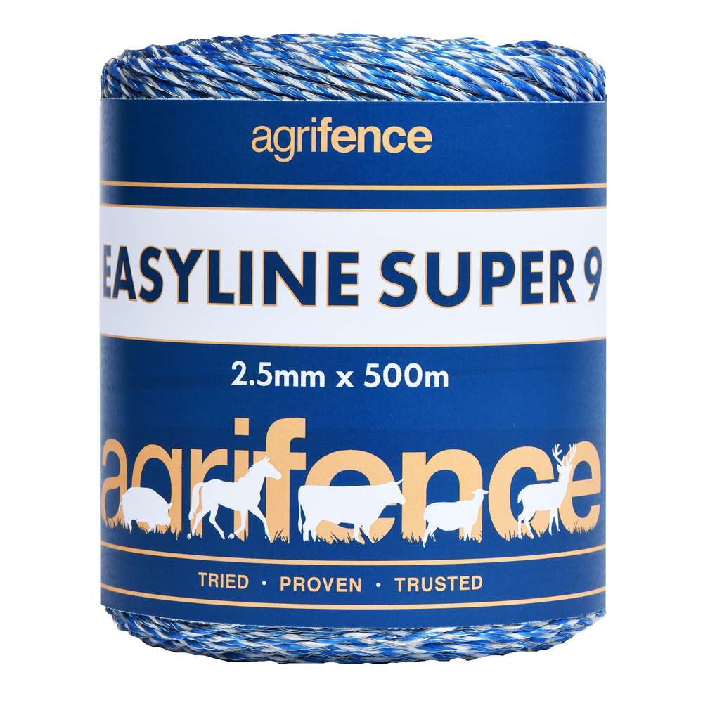 Agrifence Easyline Super 9 White Polywire 500m – High Conductivity Fence Wire - Animall
