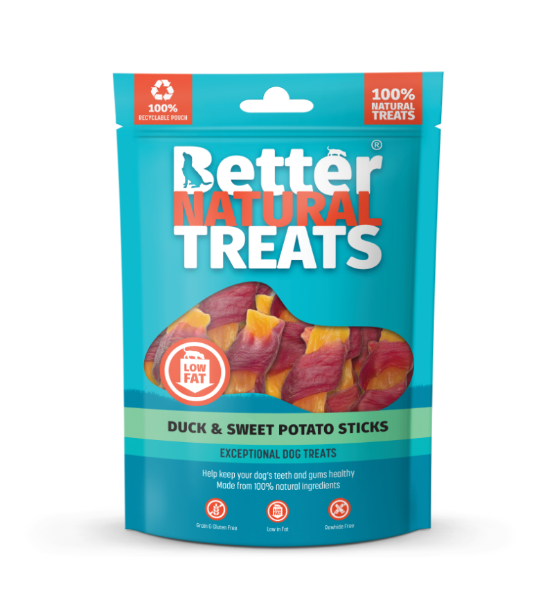 Better Natural Treats Duck and Sweet Potato Sticks Dog Treat Chews Natural Snack