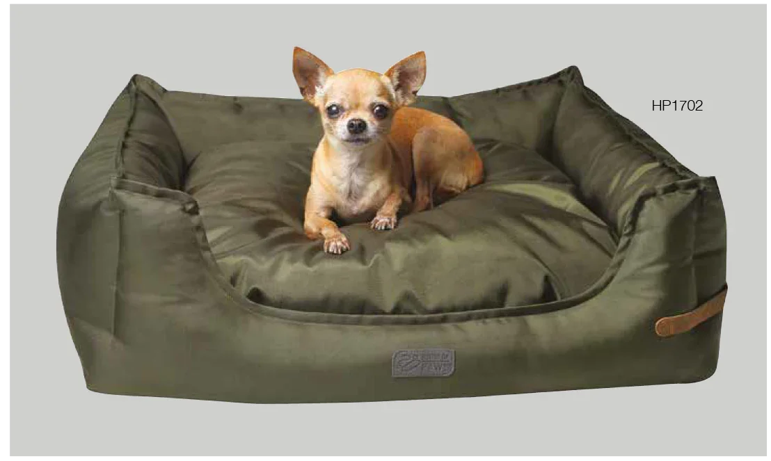 House of Paws Water Resistant Green Rectangle Bed – L (75 x 70 x 20cm)