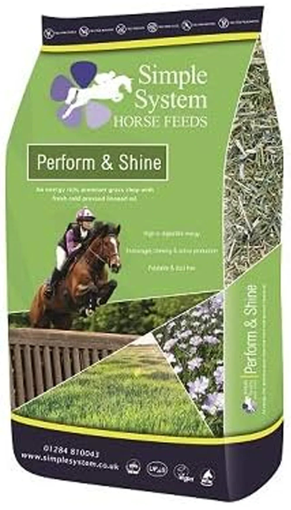 Simple System Perform & Shine Horse Feed 15kg – Premium Grass Chop with Linseed Oil