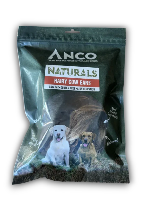 Anco Hairy Cow Ears 3 Pack Natural Dog Chew