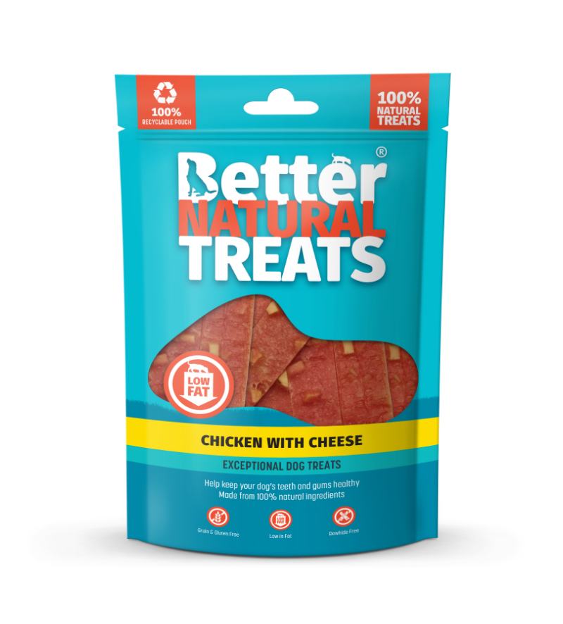 Better Natural Treats Chicken with Cheese Strips – 90g Dog Treats