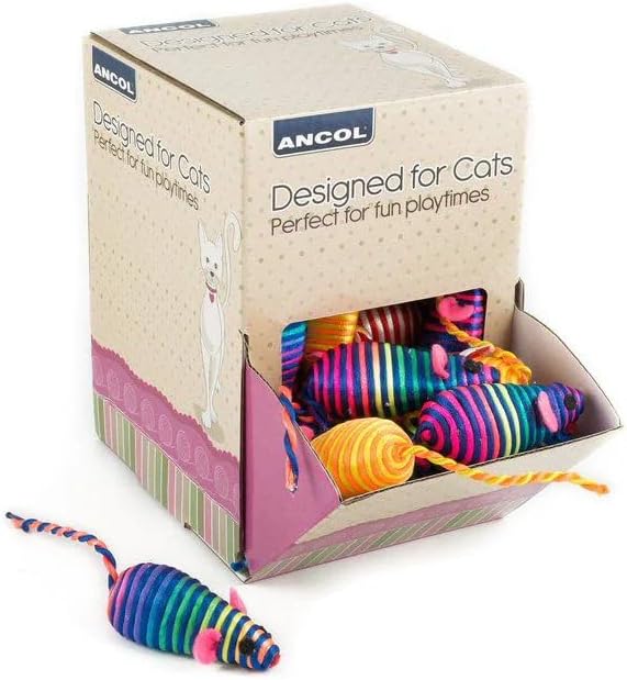 Ancol Fish & Mice Mixed Box – Assorted Cat Toys for Interactive Hunting Play
