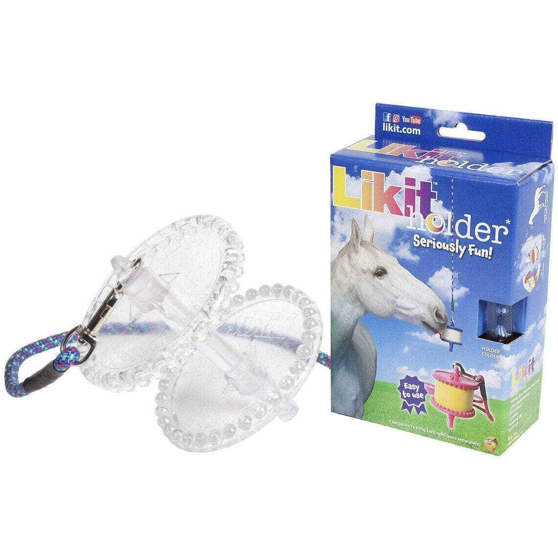 Likit Holder – Clear Glitter, Hanging Stable Toy for 650g Likit Refills