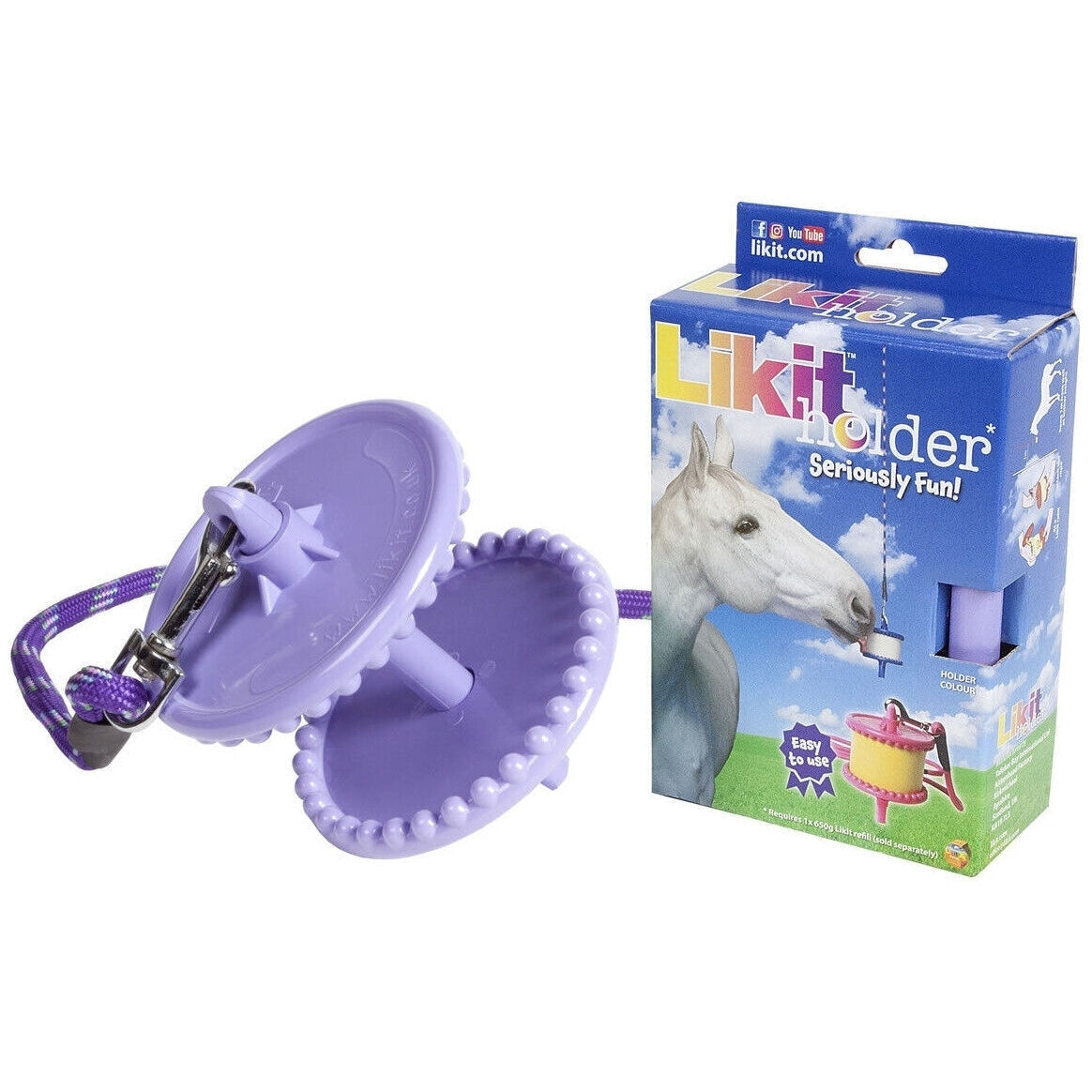 Likit Holder – Lilac (Purple), Hanging Stable Toy for 650g Likit Refills
