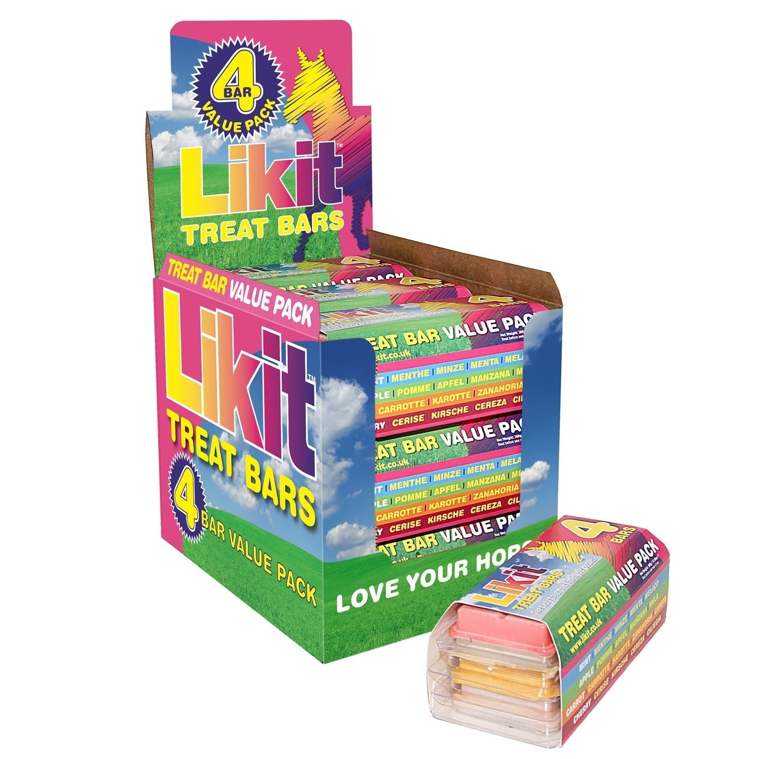 Likit Treat Bar Value Pack – 4 Bars: Apple, Carrot, Cherry & Mint