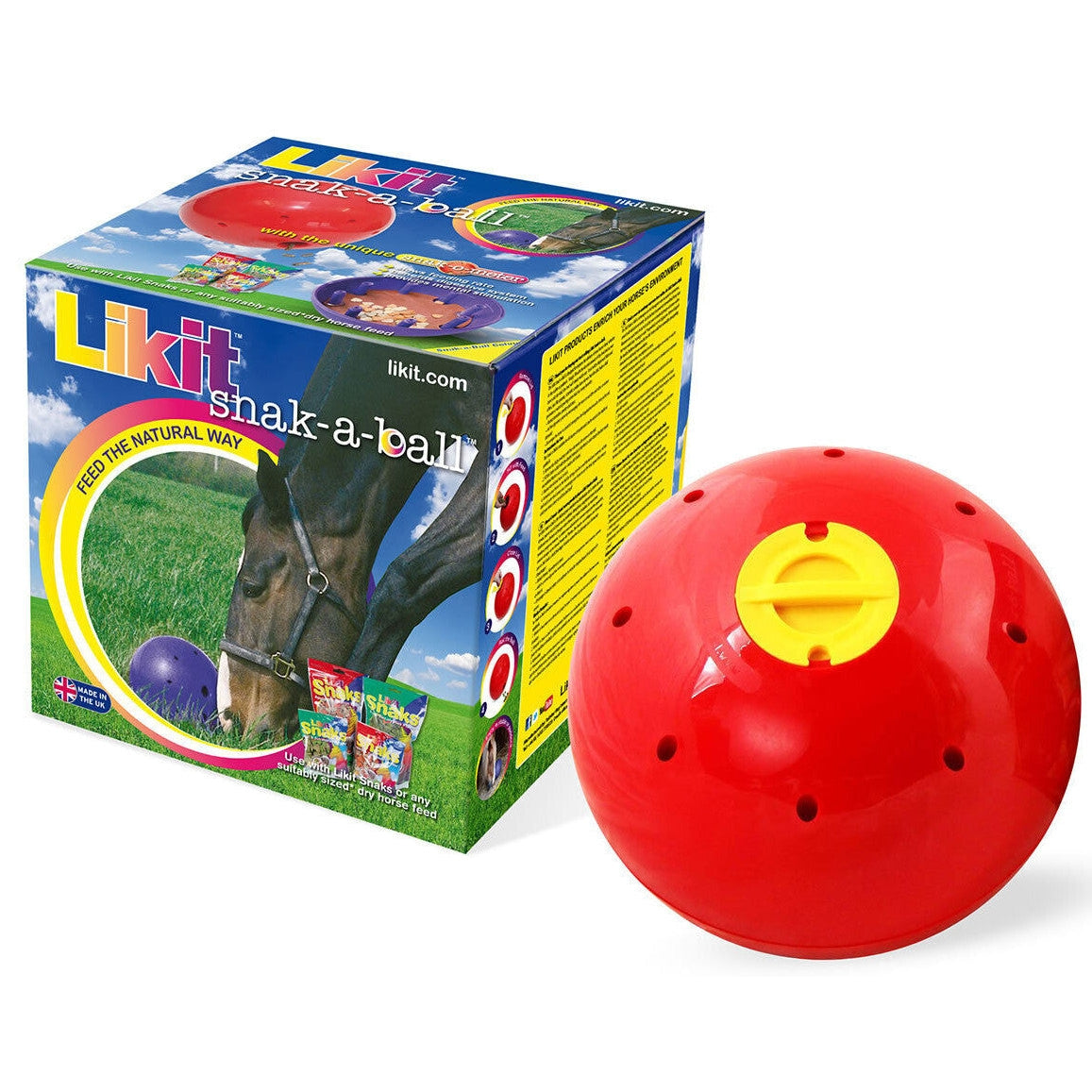 Likit Snak-a-Ball – Red, Treat-Dispensing Stable Toy for Horses