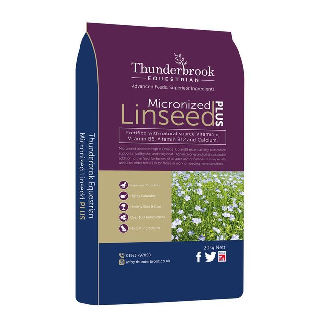 Thunderbrook Micronized Linseed Plus 20kg – Oil-Rich Conditioning Feed for Horses
