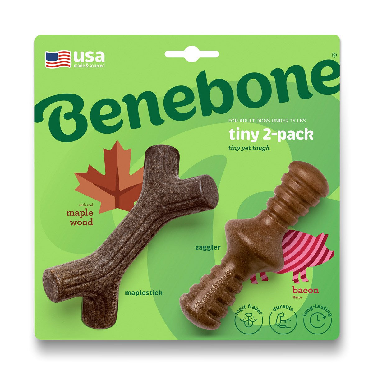 Benebone Maplestick Tiny Bacon 2 Pack