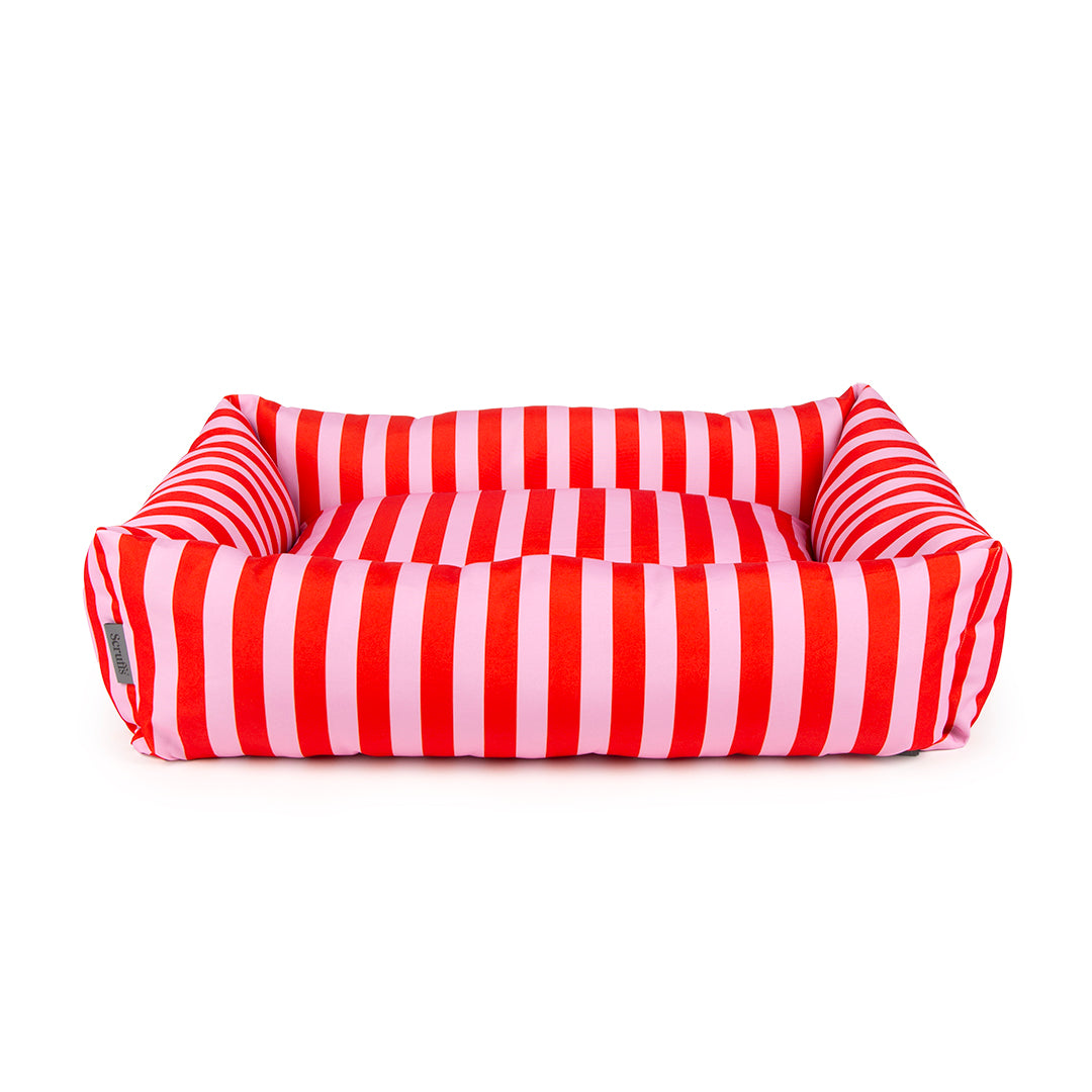 Scruffs Amalfi Box Bed Extra Large Pink Stripe 90 x 70 x 22 cm