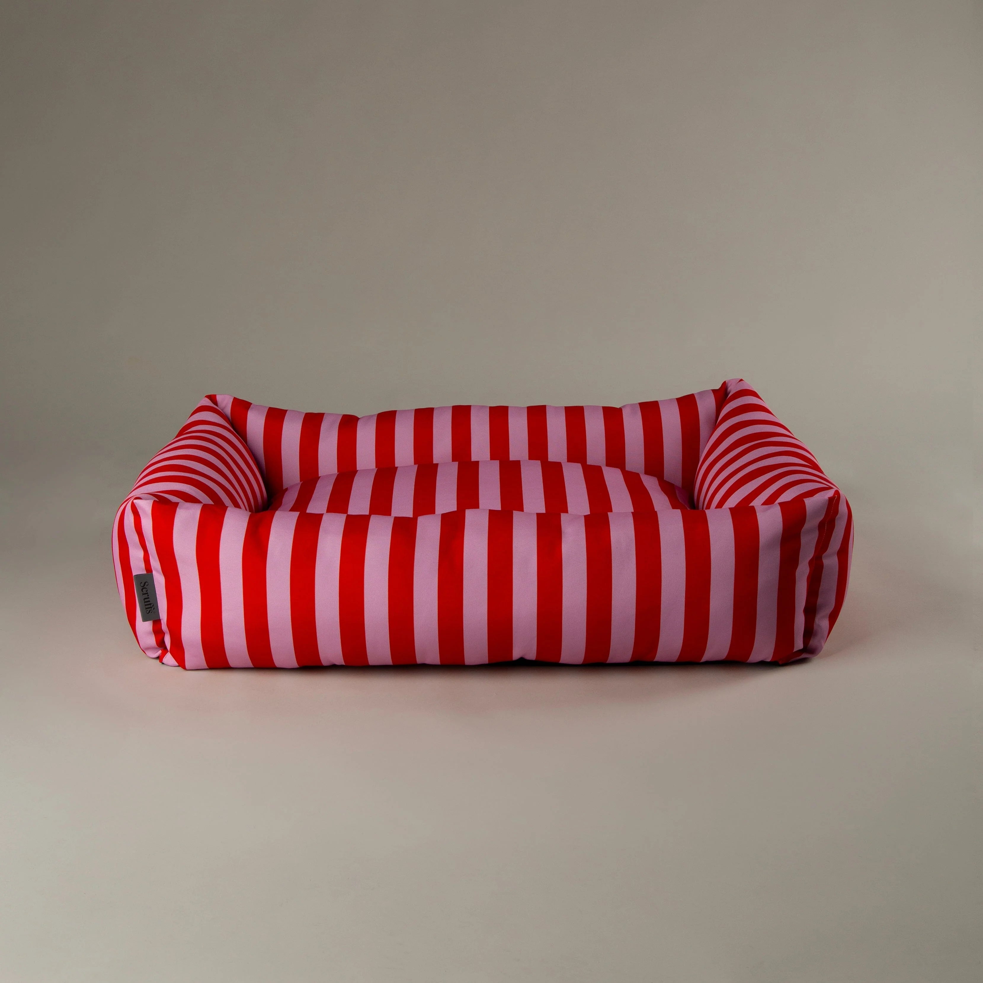 Scruffs Amalfi Box Bed M Pink Stripe - Washable Recycled Dog Bed
