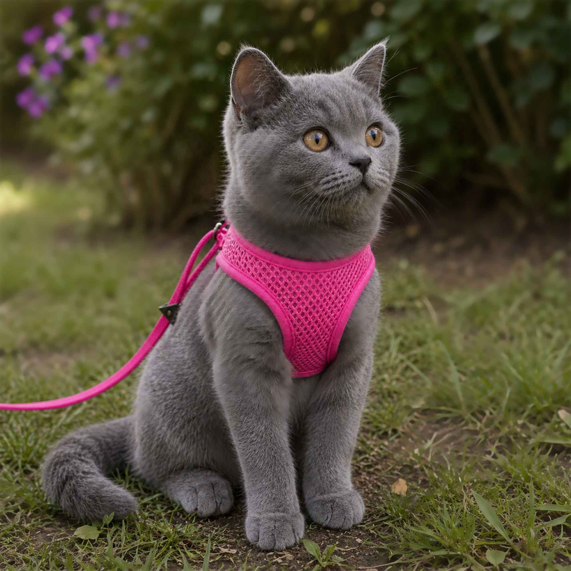Ancol Soft Cat Harness and Lead – Pink, Medium, Breathable Mesh