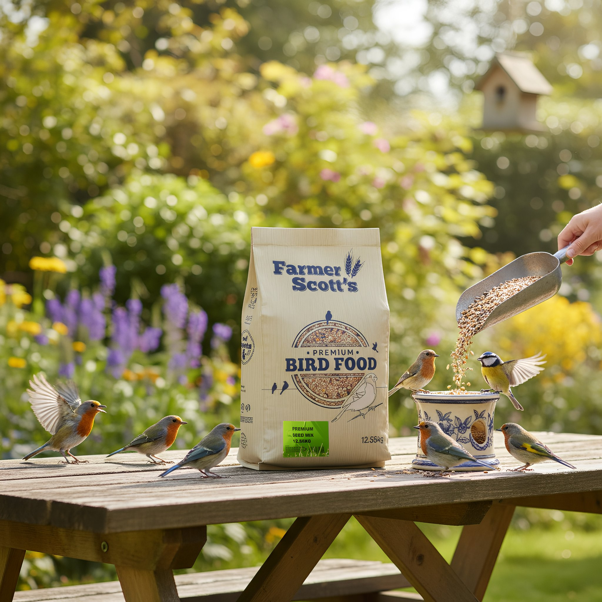 Farmer Scott's Premium Wild Bird Seed Mix - 12.55kg Bag -  Nutritious All-Season Feed for Garden Birds