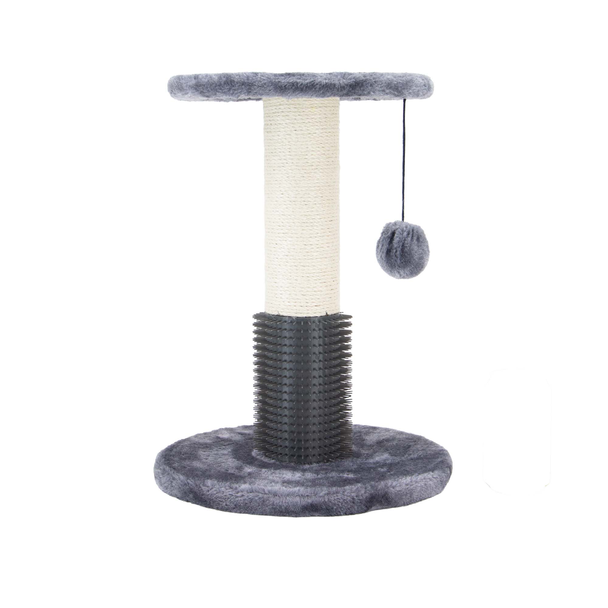 Ancol grooming cat scratch post with a platform, sisal post and dangling pompom