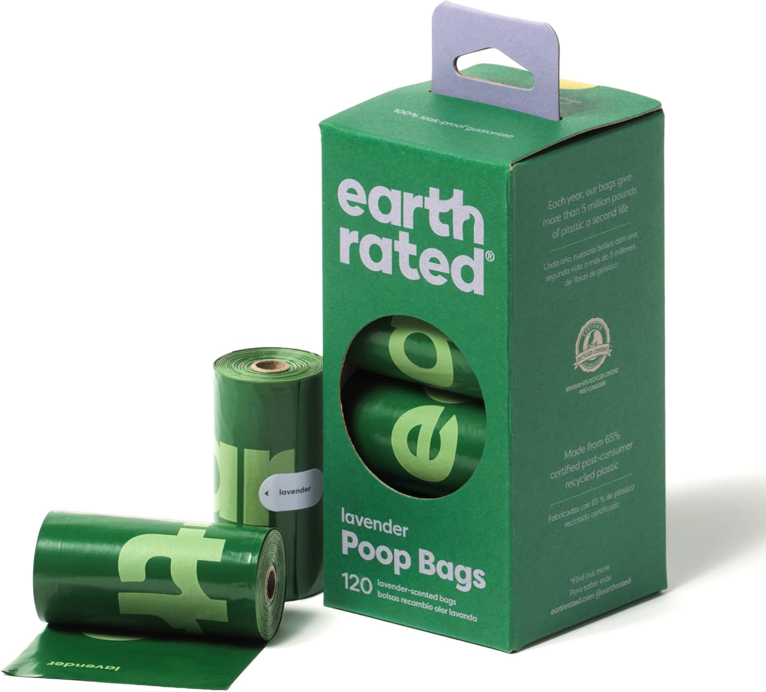 2 x Earth Rated Lavender Scented Poo Bags 8x15" - 240 Bags (16 Rolls) Leak-Proof Refills