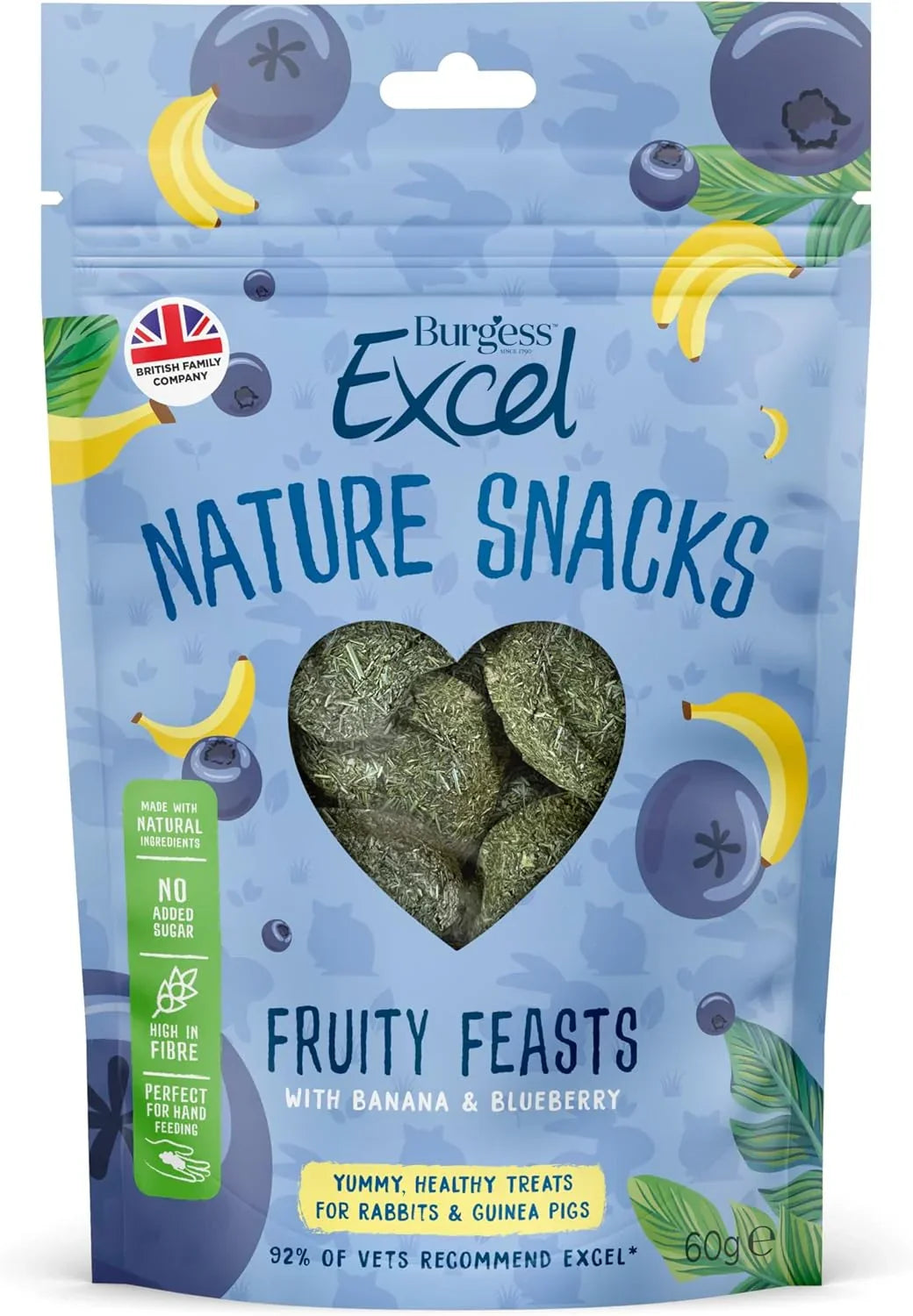Burgess Excel Herby Hearts Fruity Treats 60g For Rabbits
