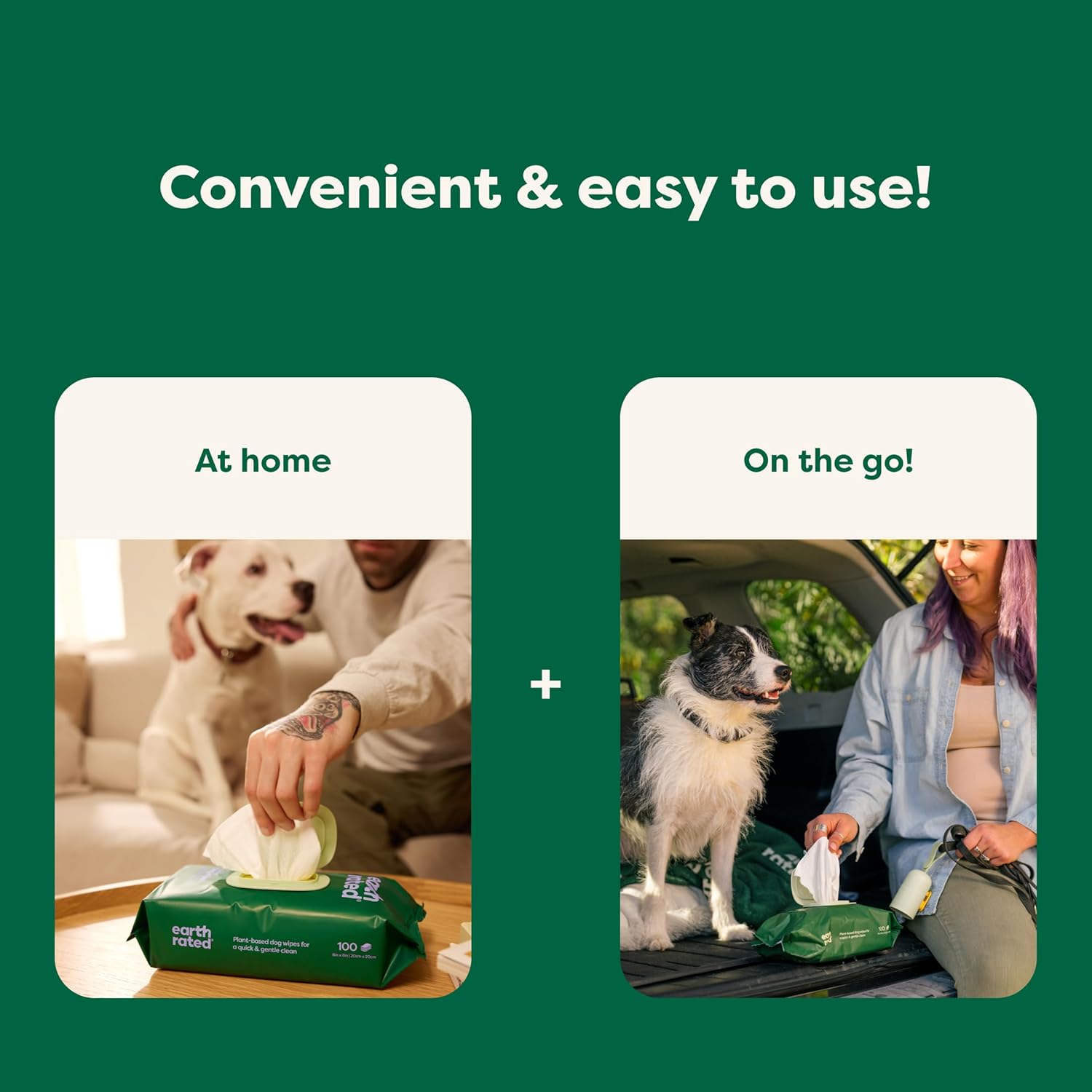 Earth Rated Lavender Scented Grooming Wipes 100 Pack - Compostable Pet Wipes