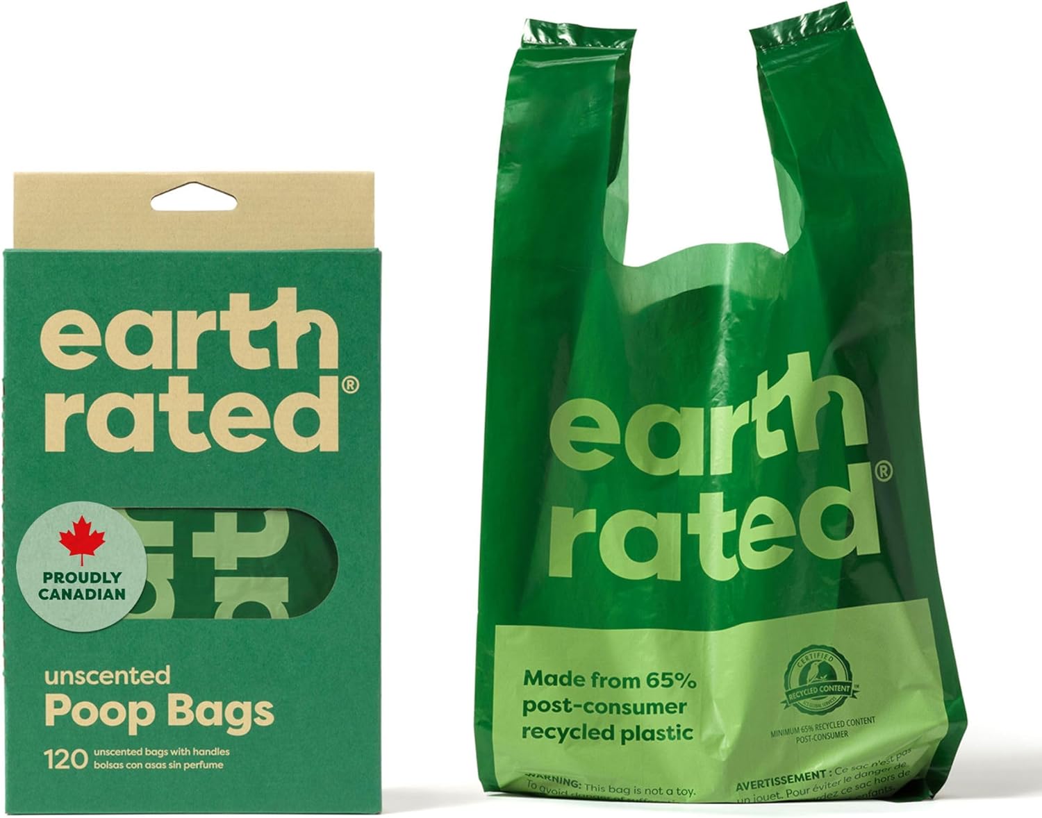 Earth Rated 120 Easy-Tie Handle Poo Bags Unscented - Leak-Proof Wide Bags
