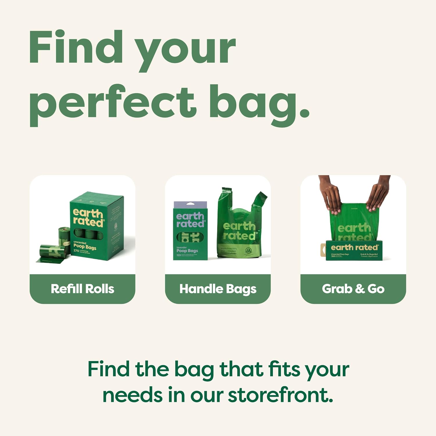 Earth Rated Unscented Poo Bags 21x15cm - 315 Bags (21 Rolls) Leak-Proof Refills