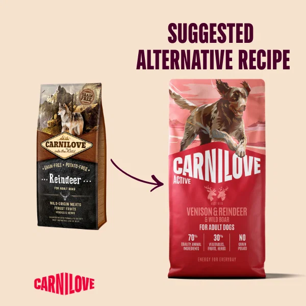 Carnilove Active Venison, Reindeer & Wild Boar Grain-Free Dry Dog Food for Active Adult Dogs 1.5kg