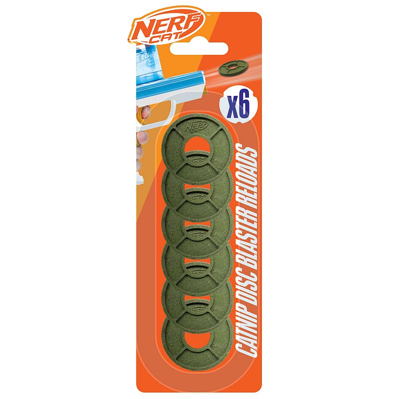 Nerf Cat foam and TPR catnip disc toys, 6-pack, 38.4mm