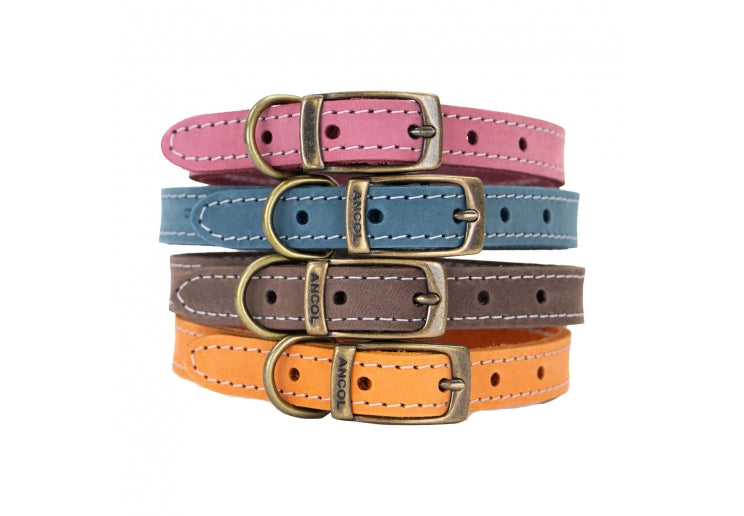 Ancol Timberwolf Leather Collar Sable, Size 7 (50-59cm)