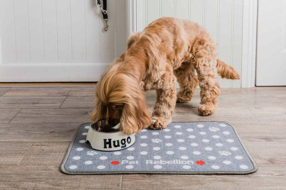 Pet Rebellion Dinner Mate Grey Dottie Non Slip Pet Feeding Mat for Dogs and Cats