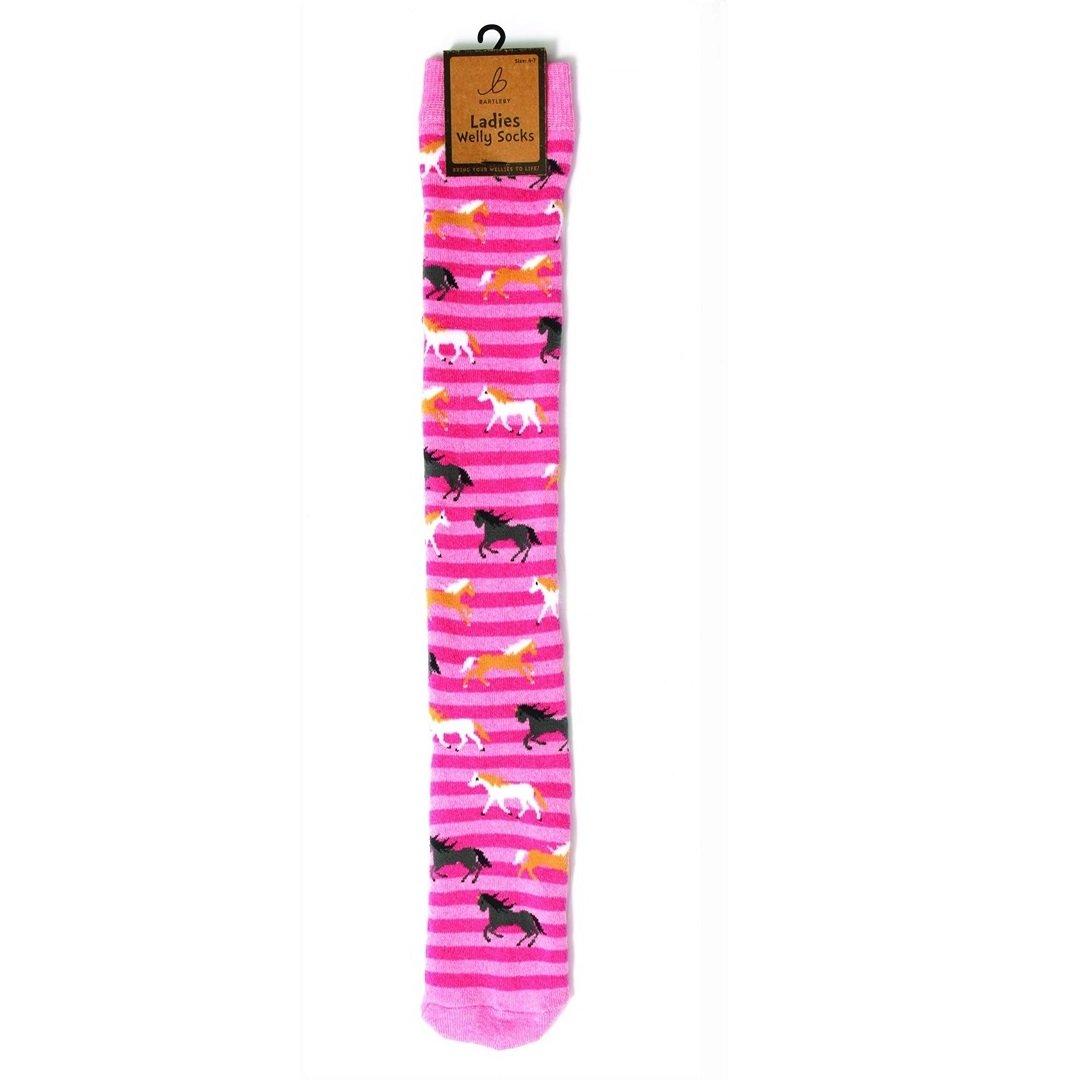 Bartleby Funky Welly Socks – Horses, Ladies Size 4-7, Cotton Rich