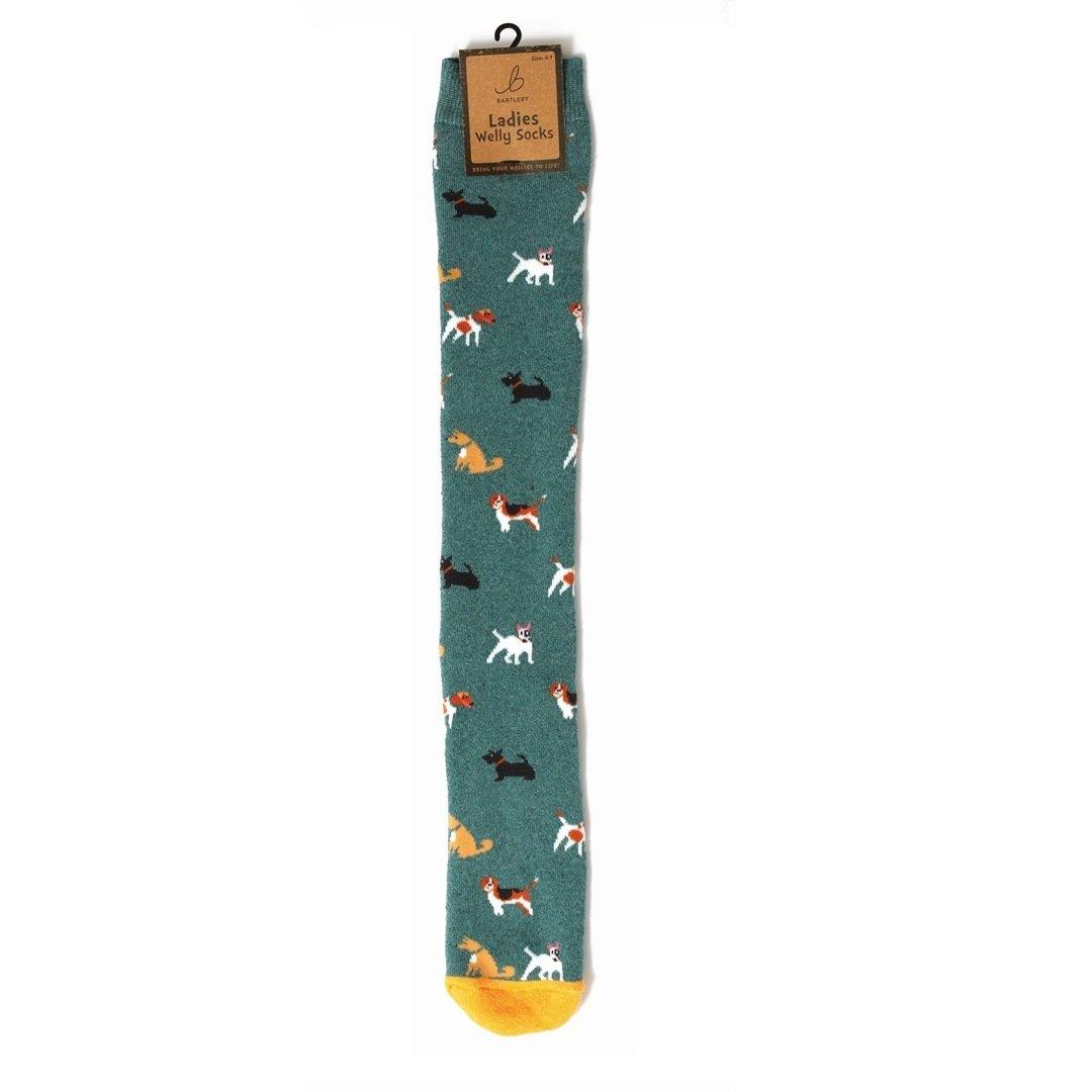 Bartleby Funky Welly Socks – Doggy Divas, Ladies Size 4-7, Cotton Rich