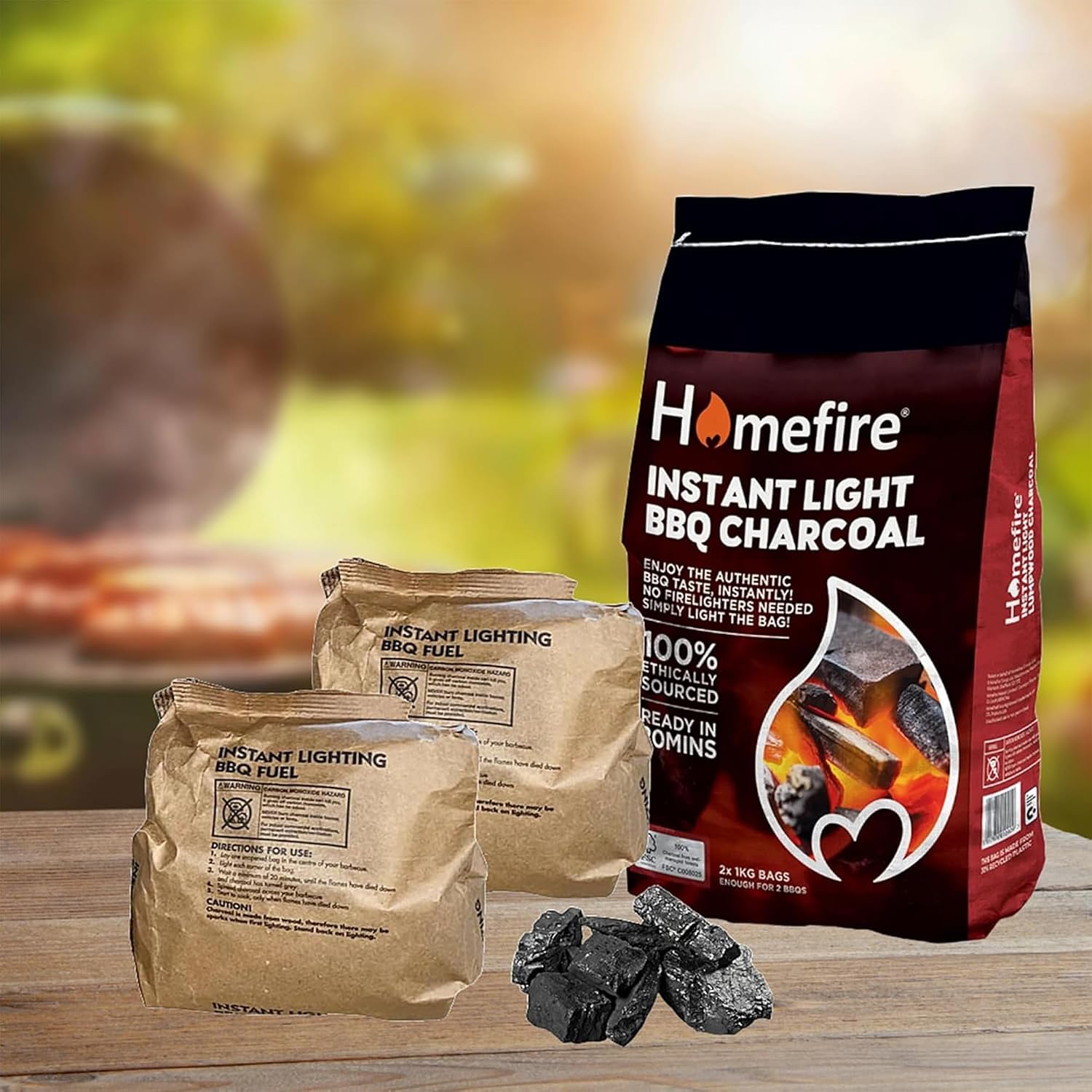Homefire Instant Light Lumpwood Charcoal – 2 Pack