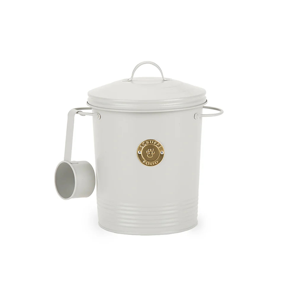 Scruffs Cantina 12L Steel Storage Pet Food Canister & Scoop - Light Grey