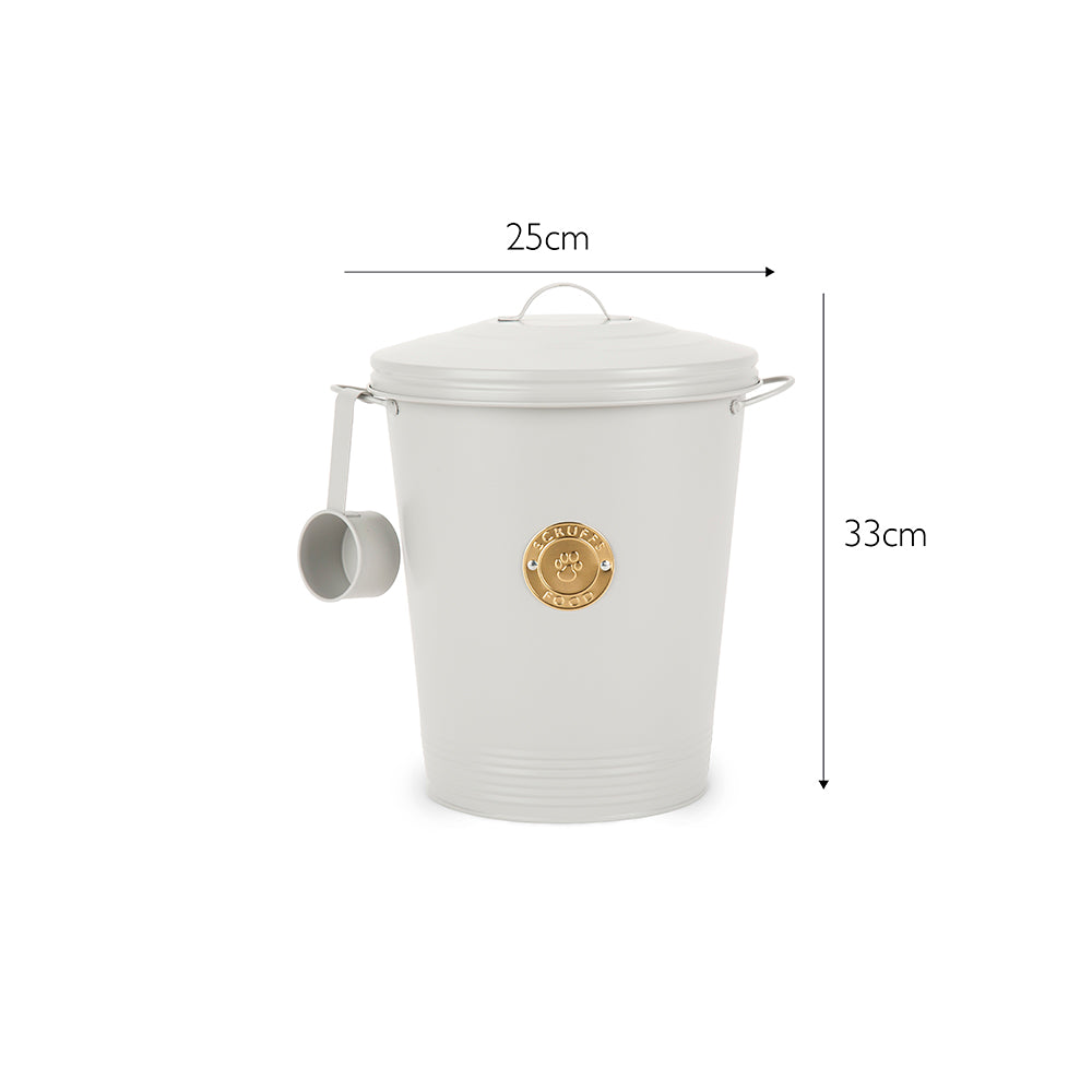 Scruffs Cantina 7L Steel Storage Pet Food Canister & Scoop - Light Grey