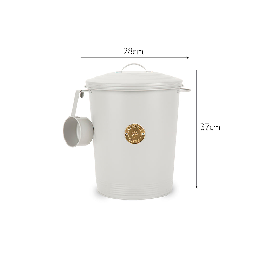 Scruffs Cantina 12L Steel Storage Pet Food Canister & Scoop - Light Grey