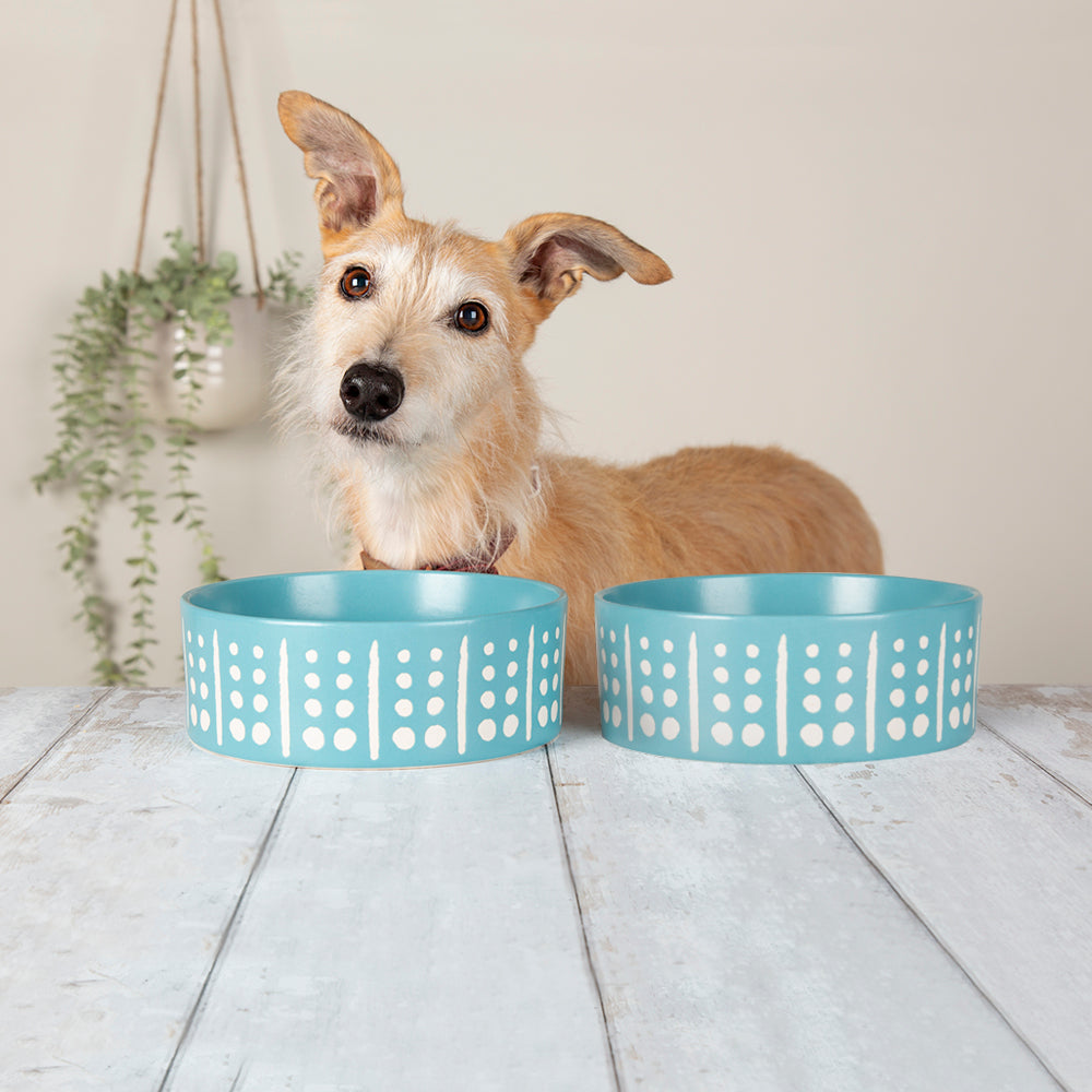 Scruffs Aztec Dog Food Bowl 15cm Turquoise