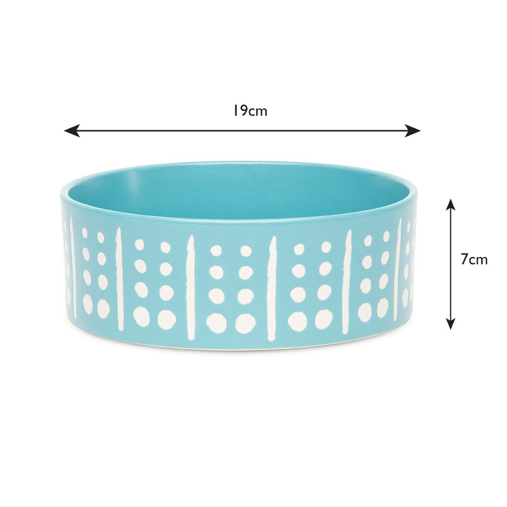 Scruffs Aztec Dog Food Bowl 19cm Turquoise