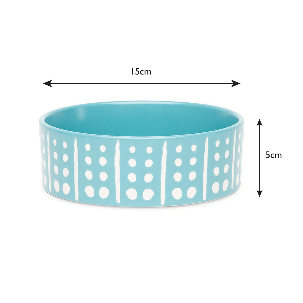Scruffs Aztec Dog Food Bowl 15cm Turquoise