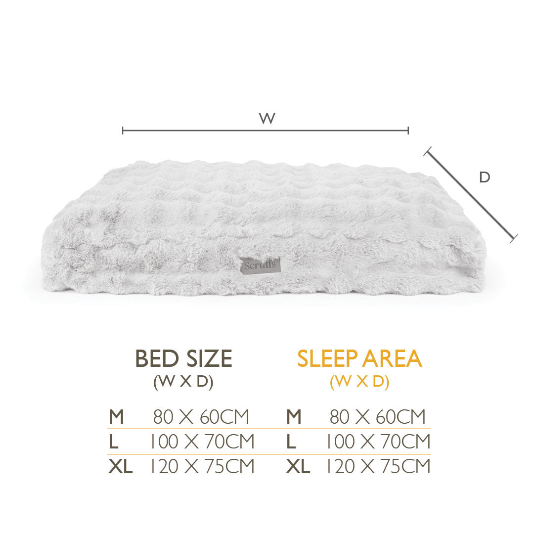 Scruffs Alpine Mattress Taupe XL Luxury Dog Bed, Thick Faux Fur, 100% Recycled Fill, Non-Slip Base, Machine Washable