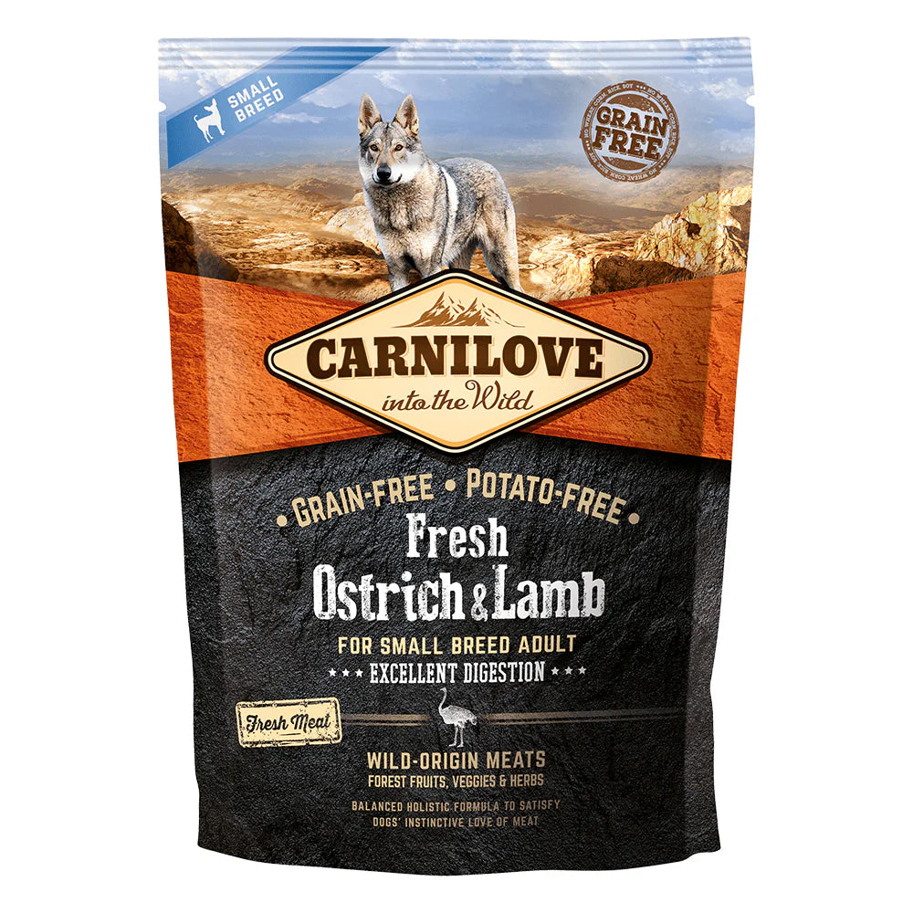CARNILOVE Fresh Ostrich & Lamb Small Breed Adult 1.5kg Dry Dog Food