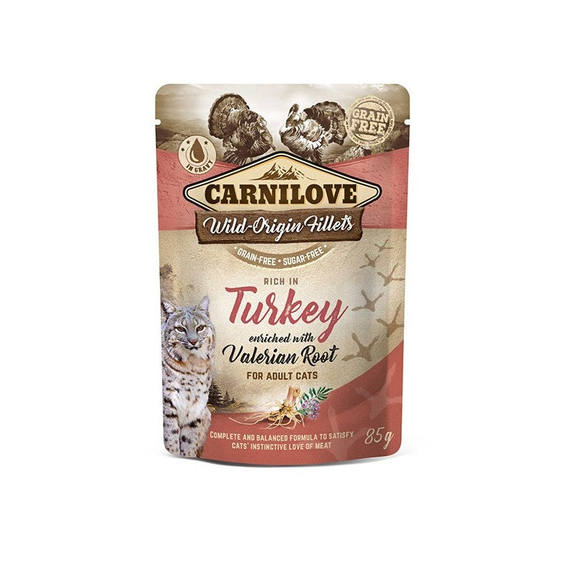 CARNILOVE Cat Pouch Turkey with Valerian 85g Wet Cat Food