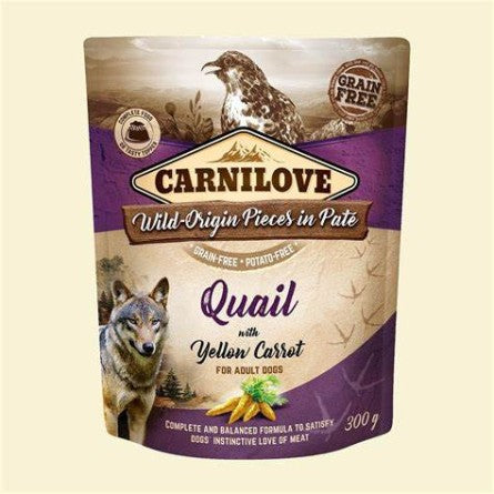 CARNILOVE Dog Pouch Quail with Yellow Carrot 300g Wet Dog Food