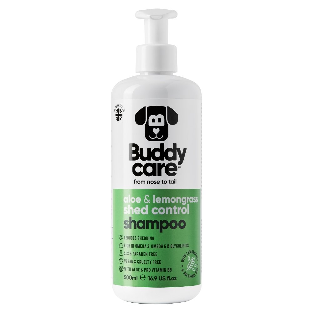 Buddycare Dog Shampoo – Shed Control, Aloe & Lemongrass, 500ml
