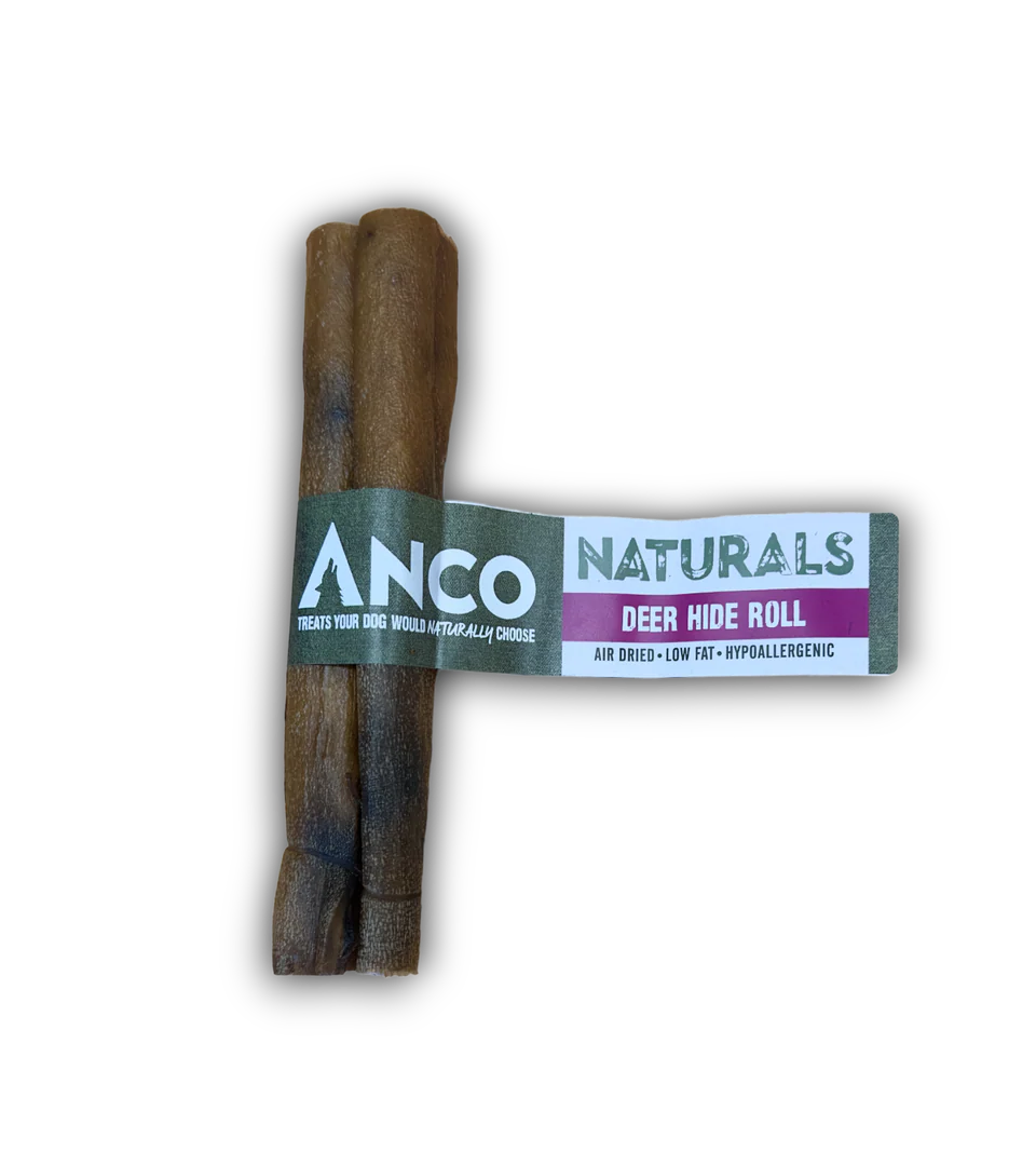 Anco Naturals Deer Hide Roll Dog Treat – 100% Natural, Hypoallergenic Chew