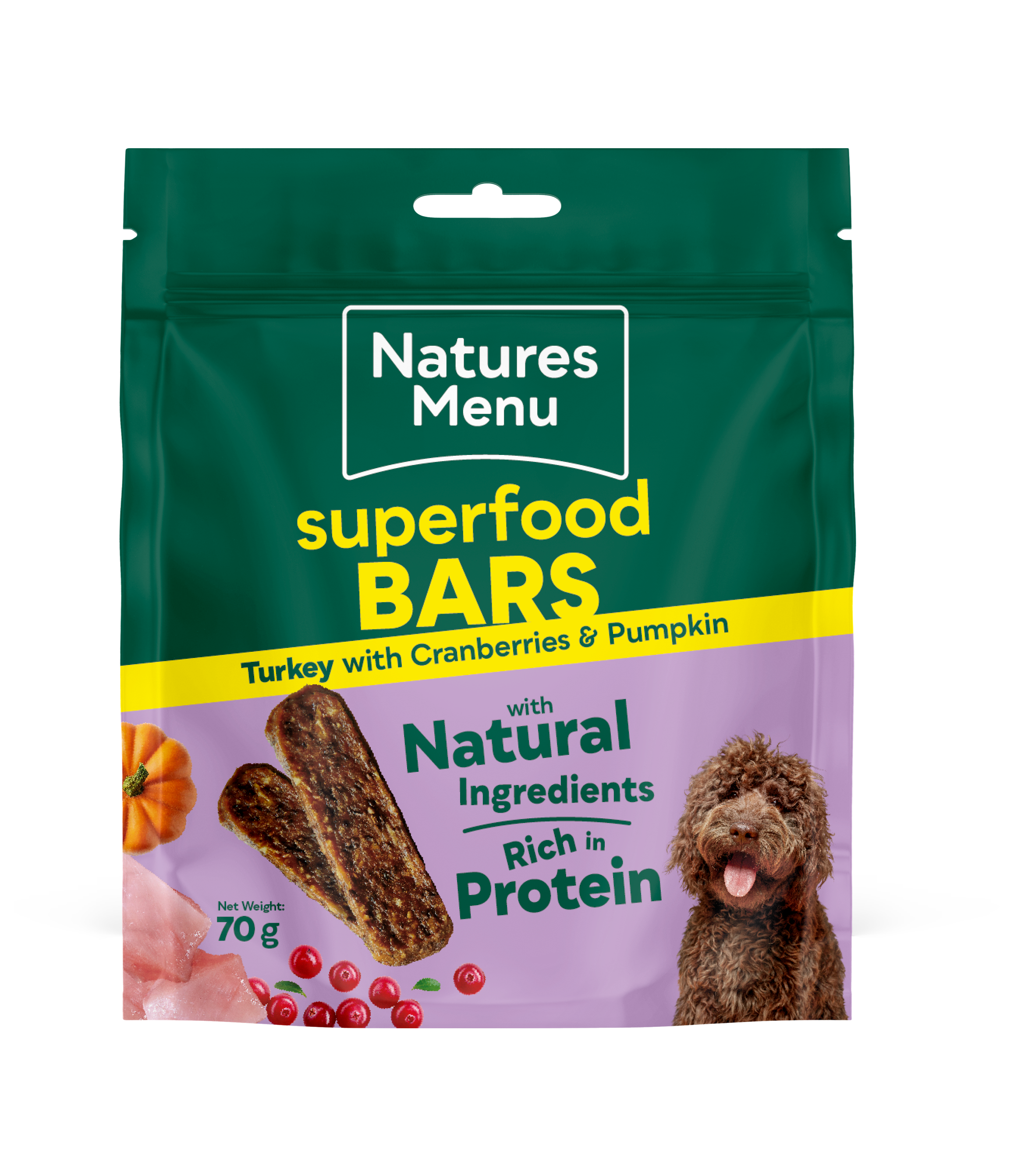 Natures Menu Country Hunter Superfood Bar - Turkey with Cranberries & Pumpkin, 70g