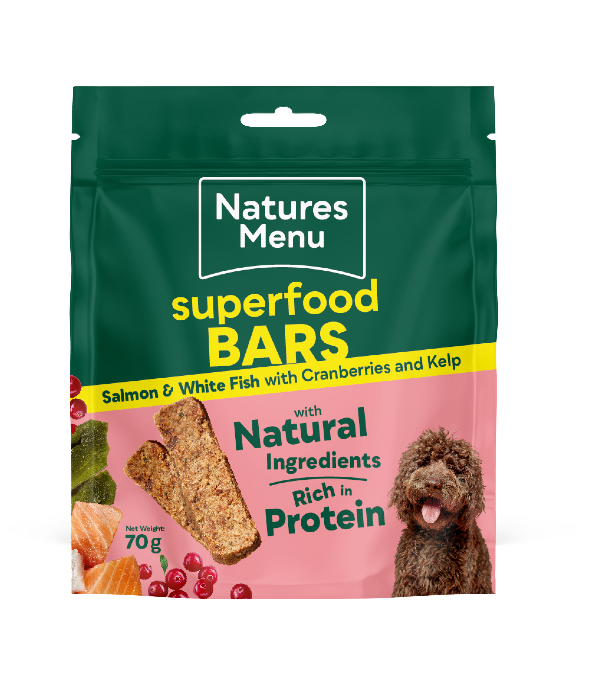 Natures Menu Country Hunter Superfood Bar - Salmon & White Fish with Cranberries & Kelp, 70g